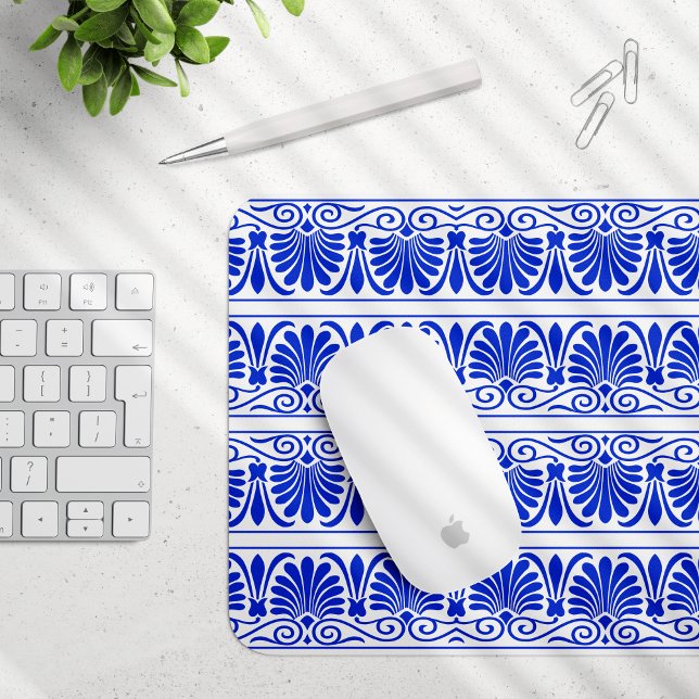 Tapis De Souris Motif grec méditerranéen bleu (Créateur téléchargé)