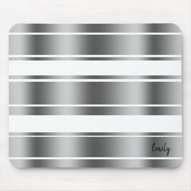 Tapis De Souris Motif Gris Argent Et Blancs (Devant)