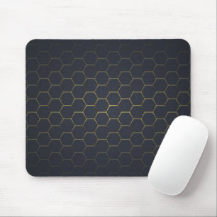 Tapis De Souris Motif hexagonal or et noir élégant