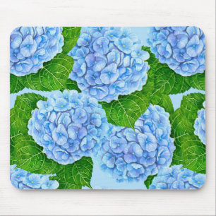 Tapis De Souris Motif hydrangée bleu