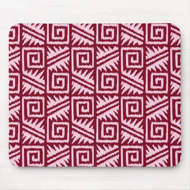 Tapis De Souris Motif Ikat Aztec - Bourgogne et rose (Devant)