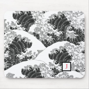 TAPIS DE SOURIS MOTIF JAPONAIS DE LA SOURIS NOIR ET BLANC