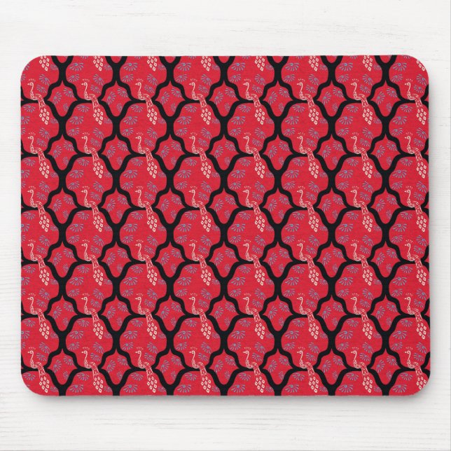 Tapis De Souris Motif japonais oriental frais d'abrégé sur paon (Devant)