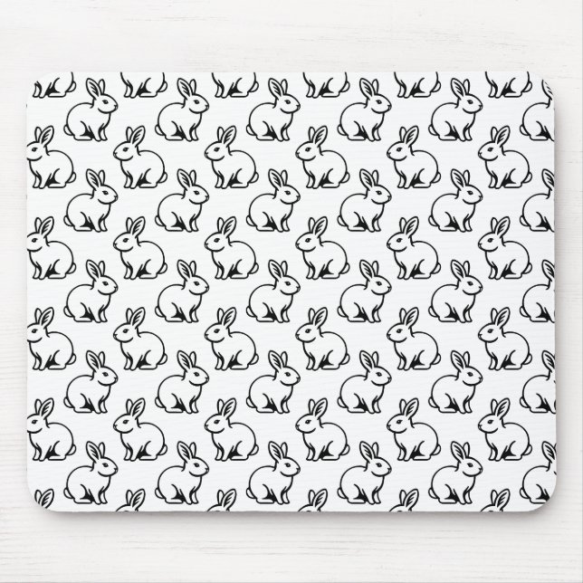 Tapis De Souris Motif lapins - Noir et Blanc (Devant)