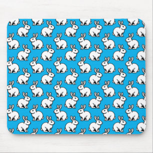 Tapis De Souris Motif lapins - noir et blanc avec ciel bleu