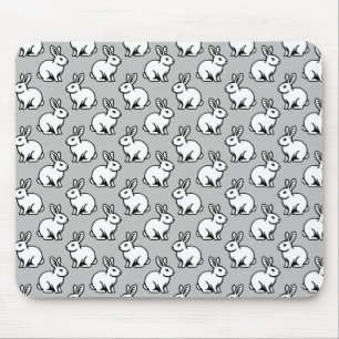 Tapis De Souris Motif lapins - Noir et Blanc avec gris clair