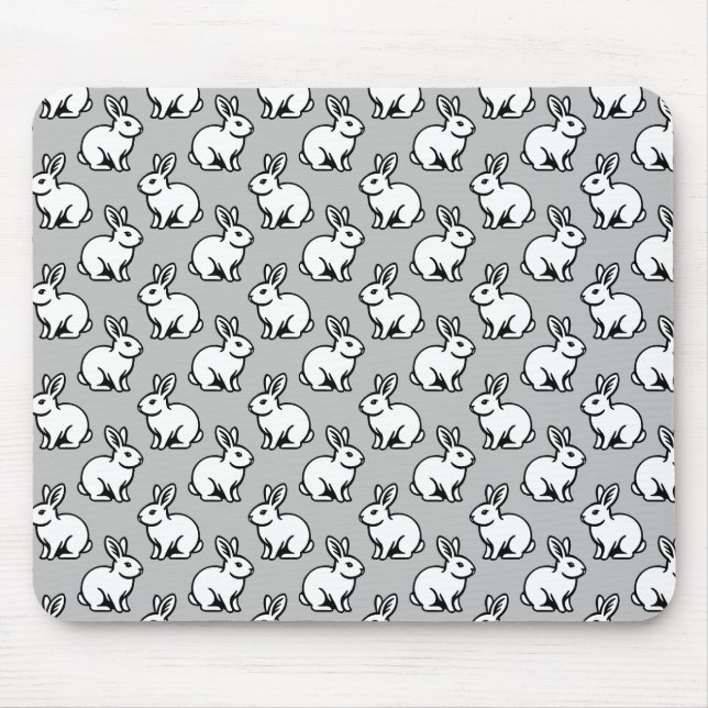 Tapis De Souris Motif lapins - Noir et Blanc avec gris clair (Devant)