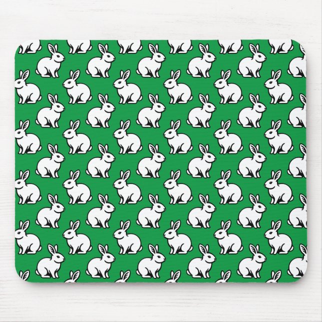 Tapis De Souris Motif lapins - Noir et blanc avec Kelly Green (Devant)