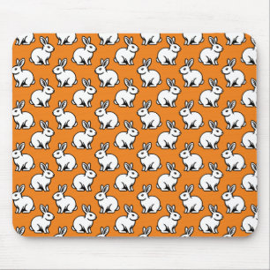 Tapis De Souris Motif lapins - noir et blanc avec orange