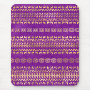 Tapis De Souris Motif licorne bohème violet et or