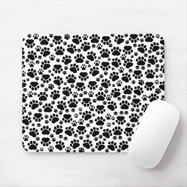 Tapis De Souris Motif mâle, pattes de chien, Empreintes de pattes, (Avec souris)