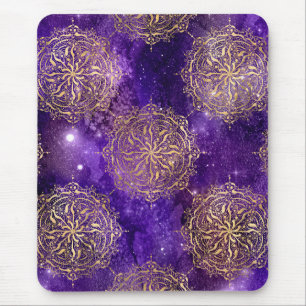 Tapis De Souris Motif Mandala Dharma Galaxie Or & Violet