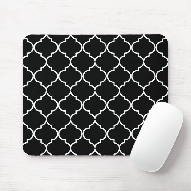 Tapis De Souris Motif marocain méditerranéen noir et blanc (Avec souris)