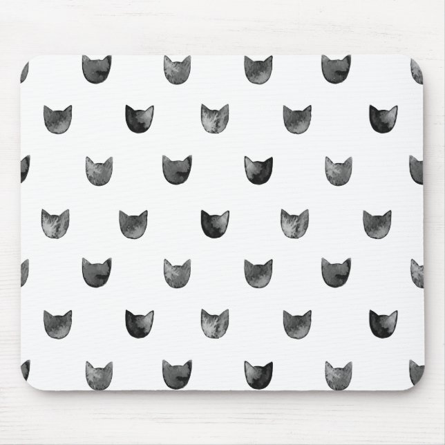 Tapis De Souris Motif mignon chic noir et blanc de chat (Devant)