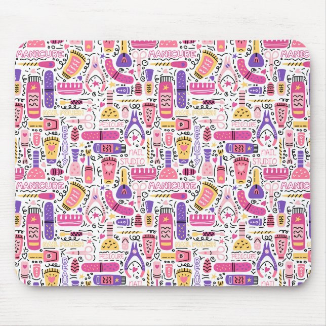 Tapis De Souris Motif mignon de manucure de griffonnage (Devant)