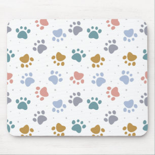 Tapis De Souris Motif minimaliste aux empreintes de pattes pastel 