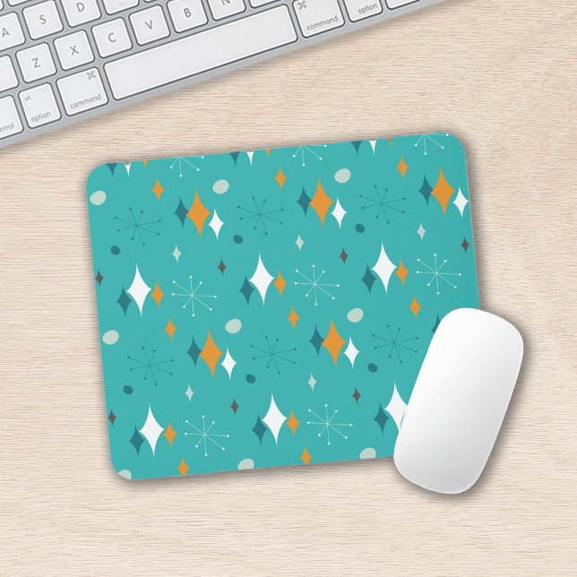 Tapis De Souris Motif moderne du milieu du siècle en Turquoise (Créateur téléchargé)