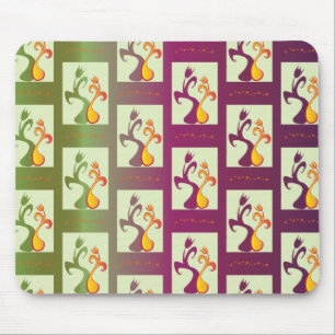 Tapis De Souris Motif moderne vert et violet Tulip Couple