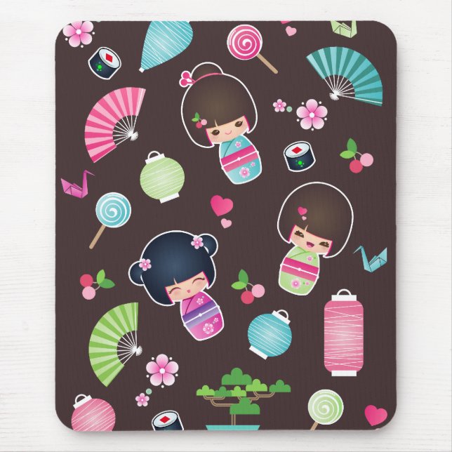 Tapis De Souris Motif Mousepad de Kokeshi (Devant)