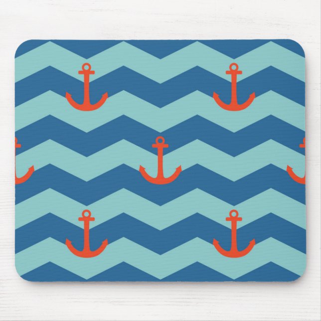 Tapis De Souris Motif nautique de Chevron (Devant)