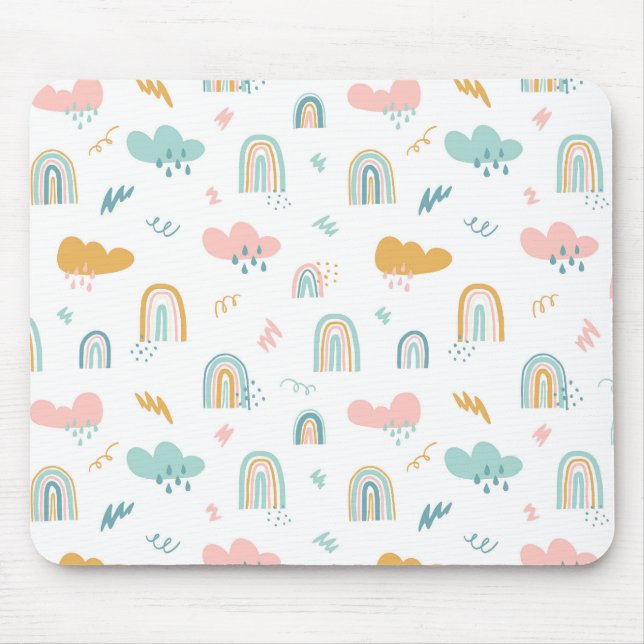 Tapis De Souris Motif nuage Rainbow et pluie amusant (Devant)