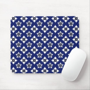 Tapis De Souris Motif Oriental Indigo White Katazome Fleurs