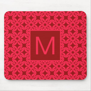 Tapis De Souris Motif Orné Rouge Clair Monogrammé