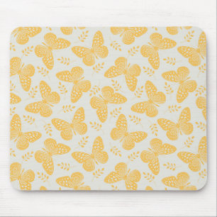 Tapis De Souris Motif papillon jaune sur arrière - plan gris