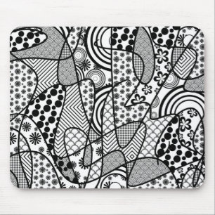 Tapis De Souris Motif Patchwork Noir & Blanc 02