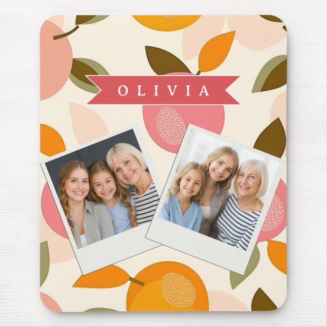 Tapis De Souris Motif personnalisé de pêche Mignon été rétro (Devant)