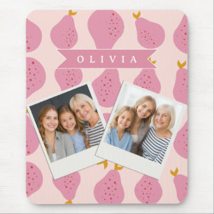 Tapis De Souris Motif personnalisé de poire rose, joli fruit fémin
