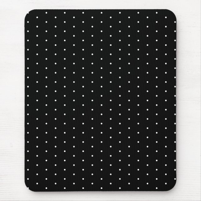 Tapis De Souris Motif Pois minuscule noir et blanc Preppy (Devant)