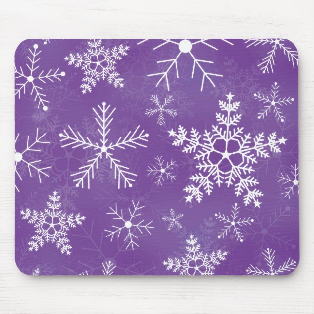 Tapis De Souris Motif pourpre et blanc de flocon de neige (Devant)