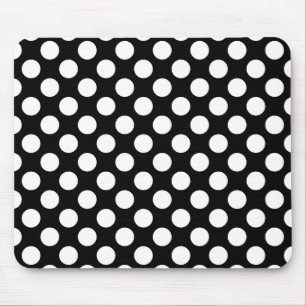 Tapis De Souris Motif Rétro à pois noir et blanc