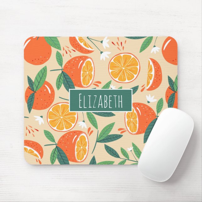 Tapis De Souris Motif rétro de fruits d'agrumes orange (Avec souris)
