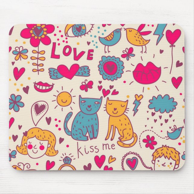 Tapis De Souris Motif romantique coloré (Devant)