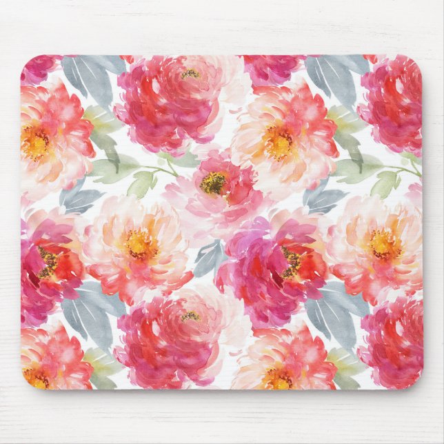 Tapis De Souris Motif rose Aquarelle Peony (Devant)