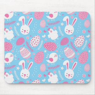 Tapis De Souris Motif rose et bleu simple Mousepad de Pâques