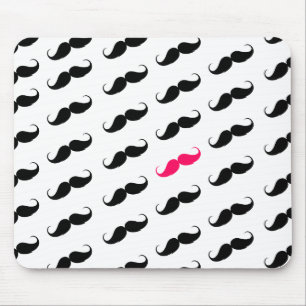 Tapis De Souris Motif rose et noir Girly drôle de moustache