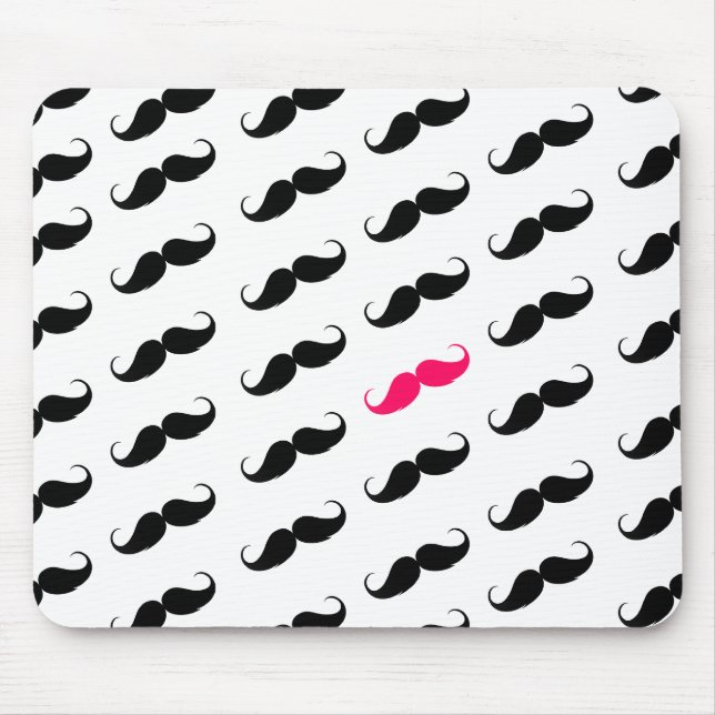 Tapis De Souris Motif rose et noir Girly drôle de moustache (Devant)