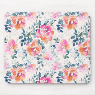 Tapis De Souris Motif rose et Turquoise