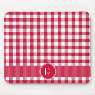 Tapis De Souris Motif rouge et blanc de plaid de guingan