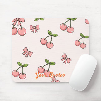 Tapis De Souris Motif sans couture de cerises roses et de rubans m