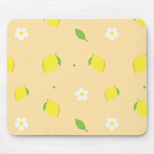 Tapis De Souris Motif sans couture orange jaune avec des fleurs bl (Devant)