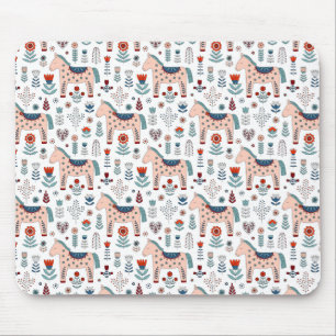 Tapis De Souris Motif scandinave d'art populaire de cheval
