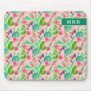 Tapis De Souris Motif se développant de Succulents d'aquarelle