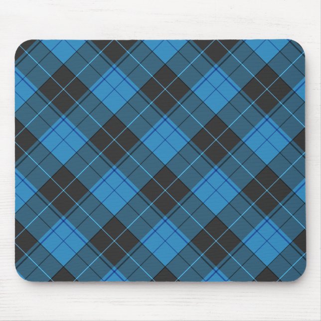 Tapis De Souris Motif simple tartan en bleu foncé... (Devant)