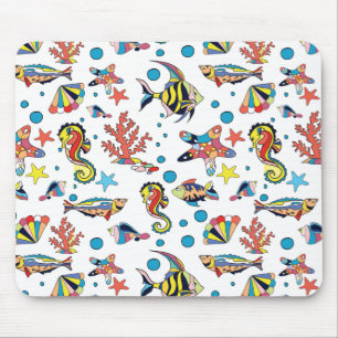 Tapis De Souris Motif sous-marin coloré de vie marine