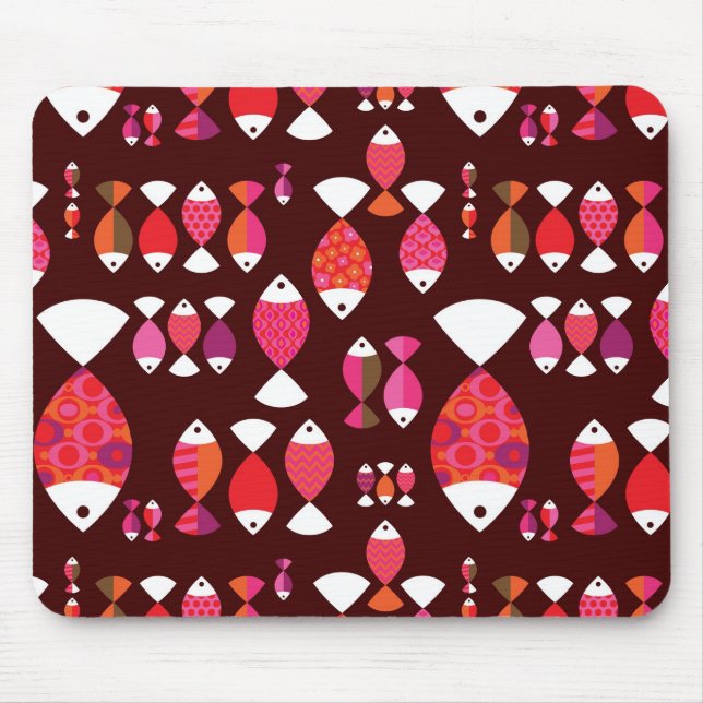 Tapis De Souris Motif sous-marin de rétros poissons abstraits (Devant)