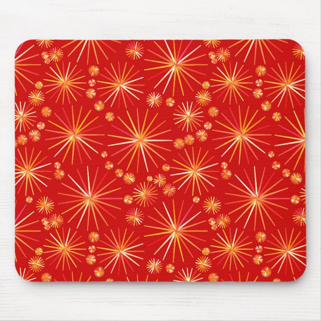Tapis De Souris Motif Spoutnik du milieu du siècle, Rouge Profond (Devant)